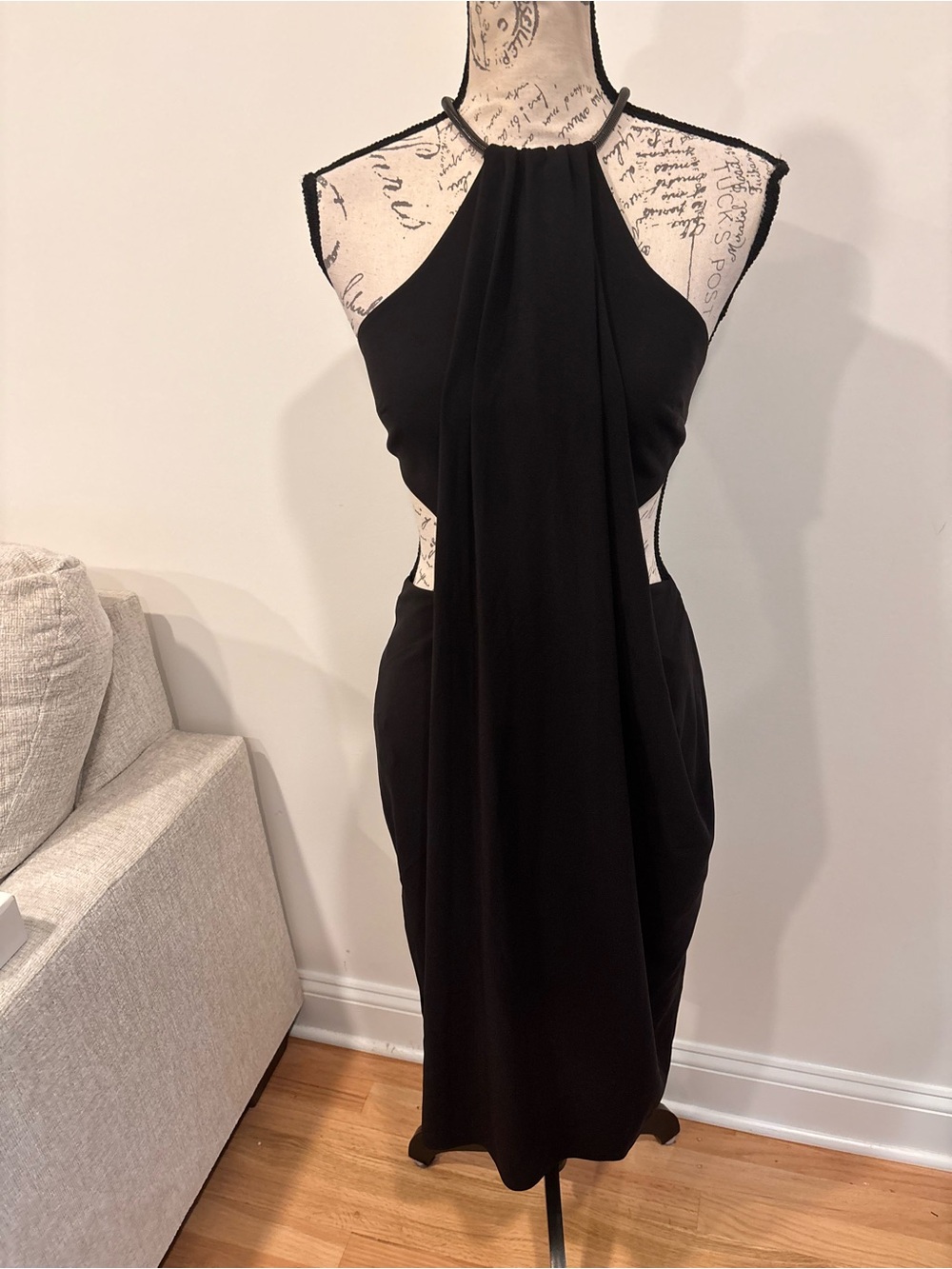 Halston Heritage black cut out dress size 0 NWT